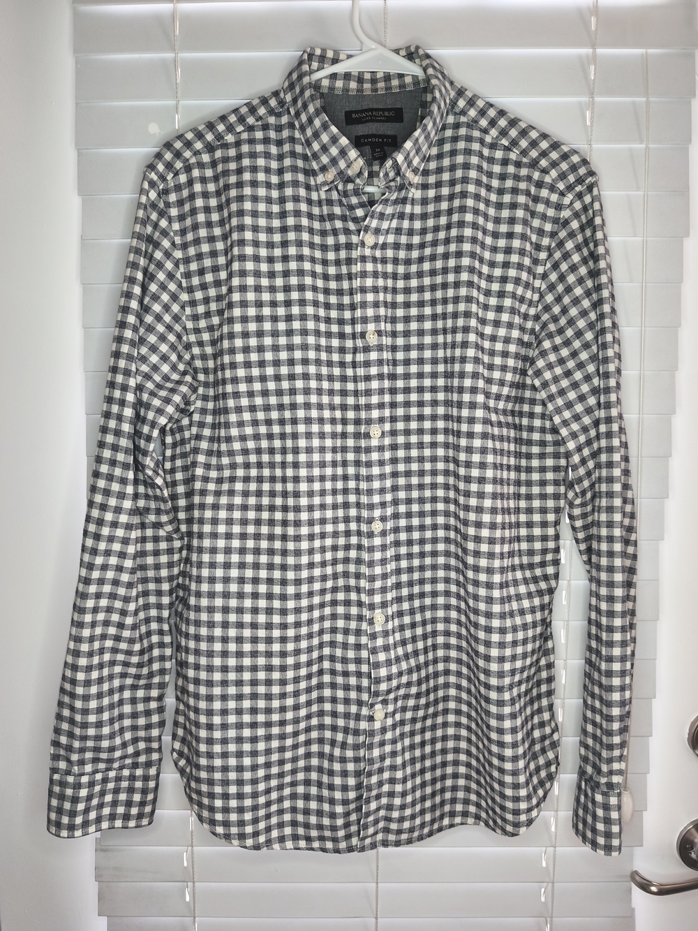 Banana Republic Luxe Flannel Shirt Men's Size Medium M Camden Fit Gingham Plaid